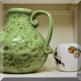 P13. Royal Worcester teapot and pottery pitcher. 